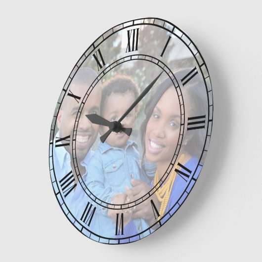 家族写真を個人化して下さい ラージ壁時計 (傾斜)