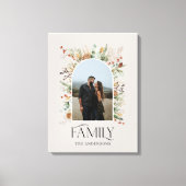 家族写真アーチ水彩植物色エレガント キャンバスプリント (正面)