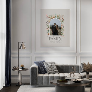 家族写真アーチ水彩植物色エレガント キャンバスプリント