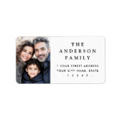 家族写真エレガント白差出人住所 ラベル (正面)