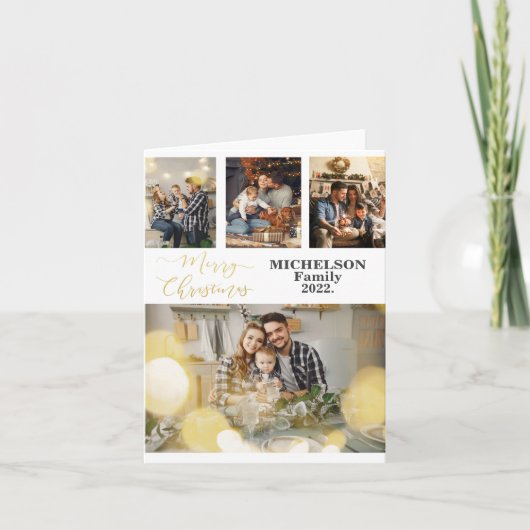 家族写真カスタムクリスマスグリーティングカード シーズンカード (正面)
