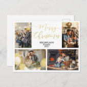 家族写真カスタムクリスマスグリーティングカード シーズンポストカード (正面/裏面)