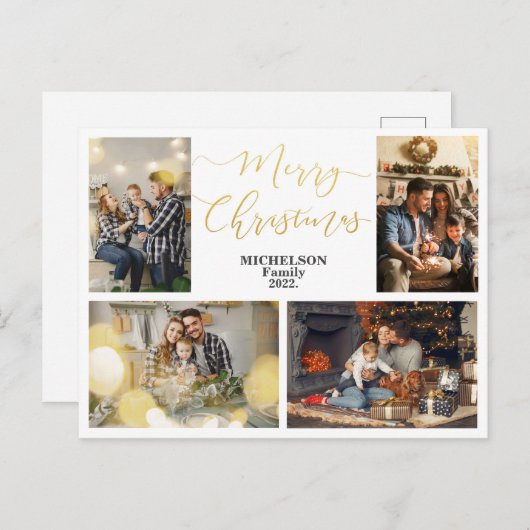 家族写真カスタムクリスマスグリーティングカード シーズンポストカード (正面/裏面)