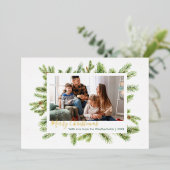 家族写真クリスマスウィンターパイン金ゴールド 箔シーズンカード (立ち正面)