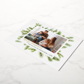 家族写真クリスマスウィンターパイン金ゴールド 箔シーズンカード (回転した状態)