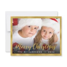 家族写真クリスマスゴールドフォイルスクリプトホリデー