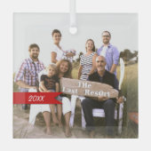 家族写真クリスマスフォトピューターオーナメント ガラスオーナメント (正面)