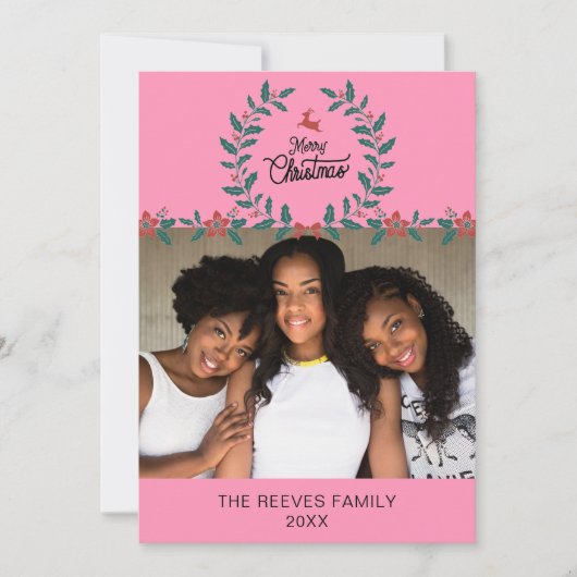 家族写真クリスマスホリデーカード (正面)