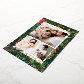 家族写真クリスマスホリデーズボタニカル金ゴールド 箔シーズンカード (回転した状態)