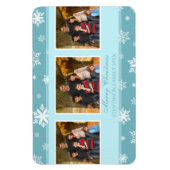 家族写真クリスマスマグネットティール(緑がかった色)白雪 マグネット (縦)