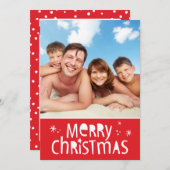 家族写真クリスマスモダンタイポグラフィメリー シーズンカード (正面/裏面)