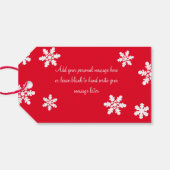 家族写真クリスマスレッドホワイトスノーフレークH ギフトタグ (裏面横)