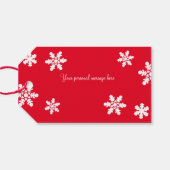 家族写真クリスマスレッドホワイトスノーフレークV ギフトタグ (裏面横)