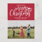 家族写真クリスマスレッド ポストカード (正面)