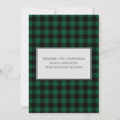 家族写真グリーンバッファロープレイドメリークリスマス カード (裏面)