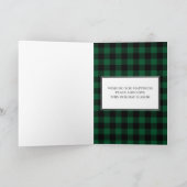 家族写真グリーンバッファロープレイドメリークリスマス カード (内部)