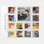 家族写真コラージホワイトグレッグフリースブランケット フリースブランケット (正面(横))