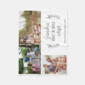 家族写真コラージュおばあちゃんキープサケタイポグラフィ フリースブランケット (正面)