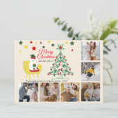 家族写真コラージュかわいいクマのクリスマス シーズンカード (スタンド正面)