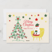 家族写真コラージュかわいいクマのクリスマス シーズンカード (裏面)