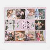 家族写真コラージュが刻一刻と大切に フリースブランケット (正面(横))