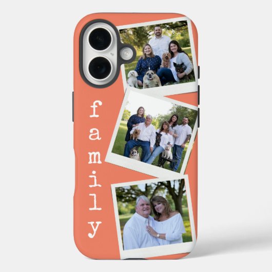 家族写真コラージュのインスタントカメラフレームサンゴ Case-Mate iPhoneケース (裏面)