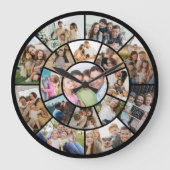 家族写真コラージュのカスタマイズ ラージ壁時計 (正面)