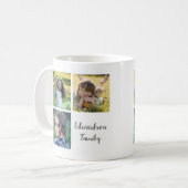 家族写真コラージュのモノグラムネームグレットフルスクリプト コーヒーマグカップ (正面左)