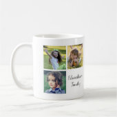 家族写真コラージュのモノグラムネームグレットフルスクリプト コーヒーマグカップ (左)