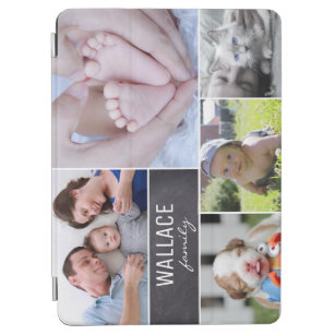 家族写真コラージュの黒板ブロック iPad AIR カバー