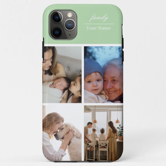 家族写真コラージュライトグリーン4枚用 Case-Mate iPhoneケース (裏面)