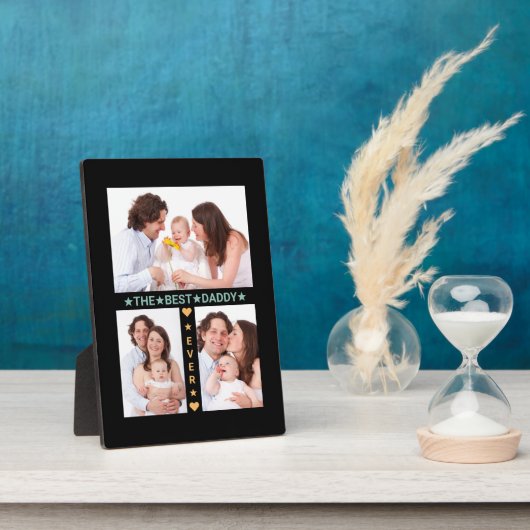 家族写真コラージュ最高のパパ永遠の父の日 フォトプラーク (側面)