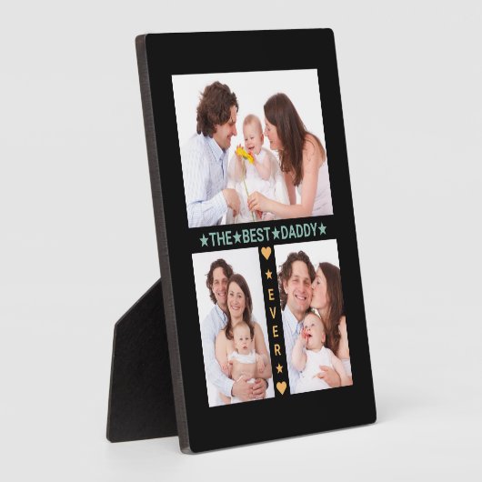 家族写真コラージュ最高のパパ永遠の父の日 フォトプラーク (側面)
