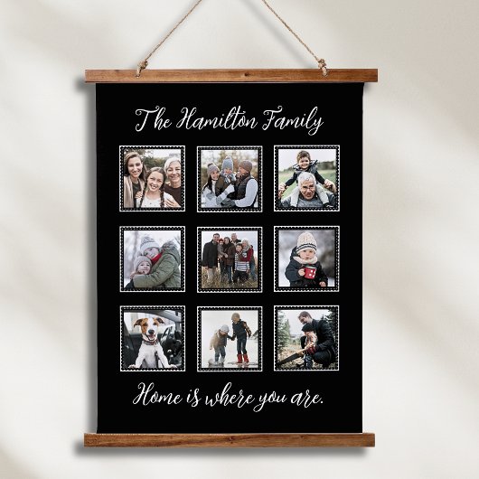 家族写真コラージュ木材トップウォールタペストリー 吊り下げ型タペストリー