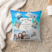 家族写真コラージュ海散在 クッション (ブランケット)