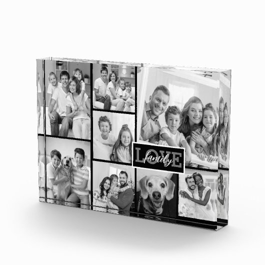 家族写真コラージュ白黒の愛 フォトブロック (右)