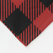 家族写真コラージュ赤バッファロープレイド フリースブランケット (角)