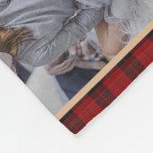 家族写真コラージュ赤モノグラムのバッファロープレイド フリースブランケット (角)