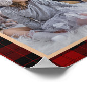 家族写真コラージュ赤モノグラムのバッファロープレイド ポスター (角)