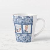 家族写真コラージュ青デニムレース カフェラテマグ (右)