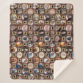 家族写真コラージュ28赤バッファロープレイドキルト シェルパブランケット (正面)