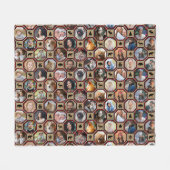 家族写真コラージュ28赤バッファロープレイドキルト フリースブランケット (正面(横))