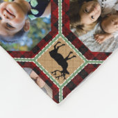 家族写真コラージュ28赤バッファロープレイドキルト フリースブランケット (角)