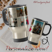 家族写真コラージュ6枚の写真とカスタム文字 トラベルマグ