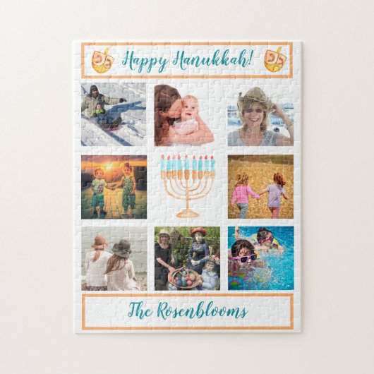 家族写真コラージュ・ハヌカーギフト記念物    ジグソーパズル (縦)