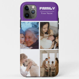 家族写真コラージュ パープル 4枚用 iPhone 11 PRO MAXケース