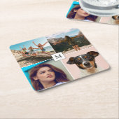 家族写真コラージュ・モノグラム スクエアペーパーコースター (アングル)