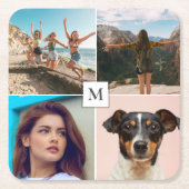 家族写真コラージュ・モノグラム スクエアペーパーコースター (正面)