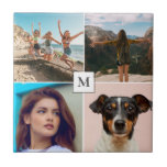 家族写真コラージュ・モノグラム  タイル<br><div class="desc">家族カスタムの写真4枚とモノグラお気に入りのム4枚を使った、家庭向けの美しい写真タイル。</div>