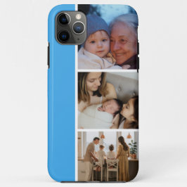 家族写真コラージュ 青 4枚用 iPhone 11 PRO MAXケース